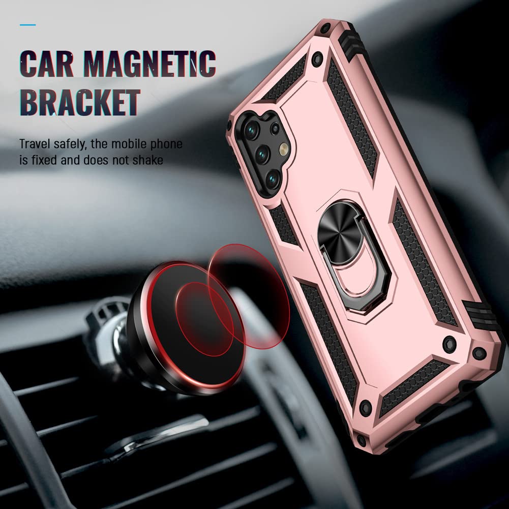 For Galaxy A13 4G Case, Samsung A13 4G Case With Hd Screen Protector, Military-Grade Ring Holder Stand Car Mount 15Ft Drop Teste