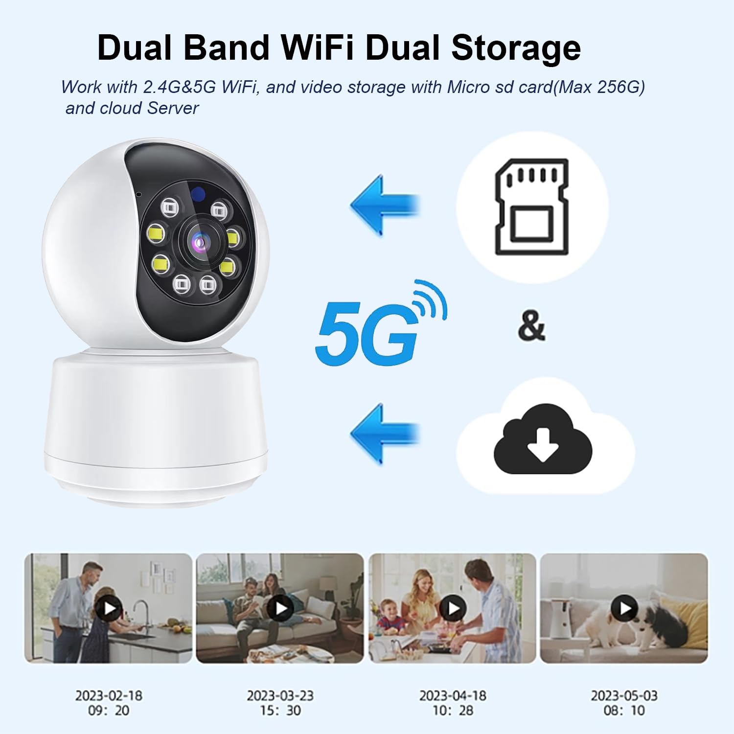 2K Indoor Security Camera, 2.4Ghz/5Ghz 360 View Pan/Tilt Wifi Cameras For Home Security, Pet Dog Baby Camera With Phone App, Mot