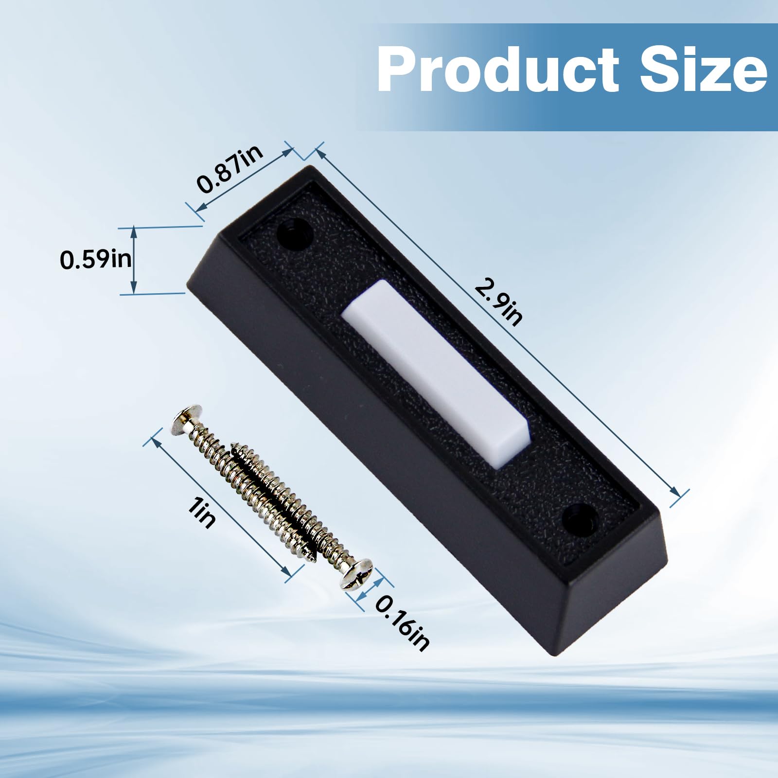 2 Pcs Black Replacement Doorbell Button,Lighted Doorbell Button Wired Door Bell Push Buttons Led Door Chime,Wall Mounted Doorbel