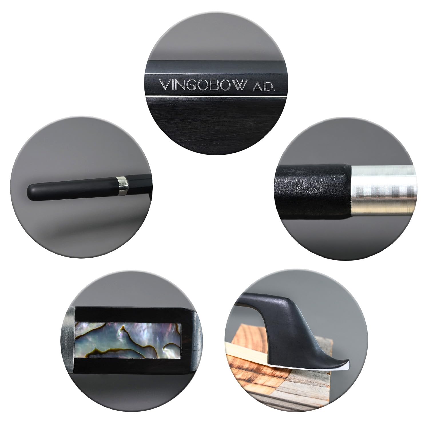 German Model Carbon Fiber Upright Double Bass Bow 3/4 Size Vingobow 100Bg 74Cm For Advanced Player Strong And Durable Ebony Frog