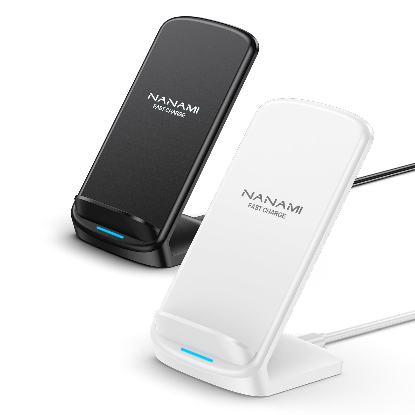 Wireless Charger Stand [2 Pack]   Nanami 10W Qi Certified Fast Wireless Charging Stand For Apple Iphone 16/15/14/13/12 Pro, Desk