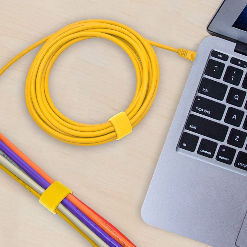 DIGITMON Hook and Loop Fastening Strap Tape Cable Tie Roll 50Ft 0.8" Width Yellow