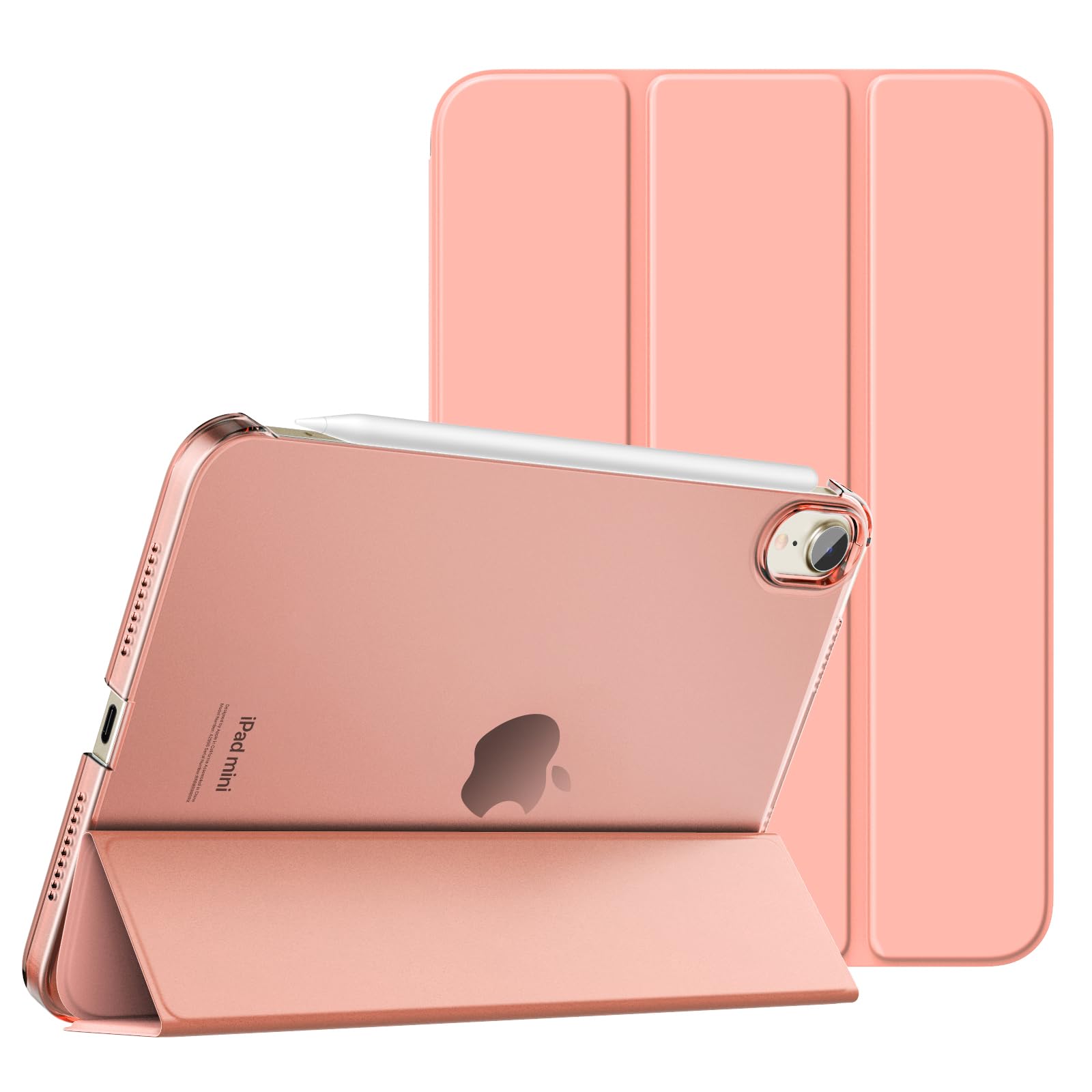 MoKo for iPad Mini 7 (A17 Pro) Case 2024,iPad Mini 6 Case 2021,8.3 inch iPad Mini 7th/6th Generation Case,Slim Lightweight Hard Back Shell Stand Cover for iPad Mini 2024 with Touch ID, Apricot Orange