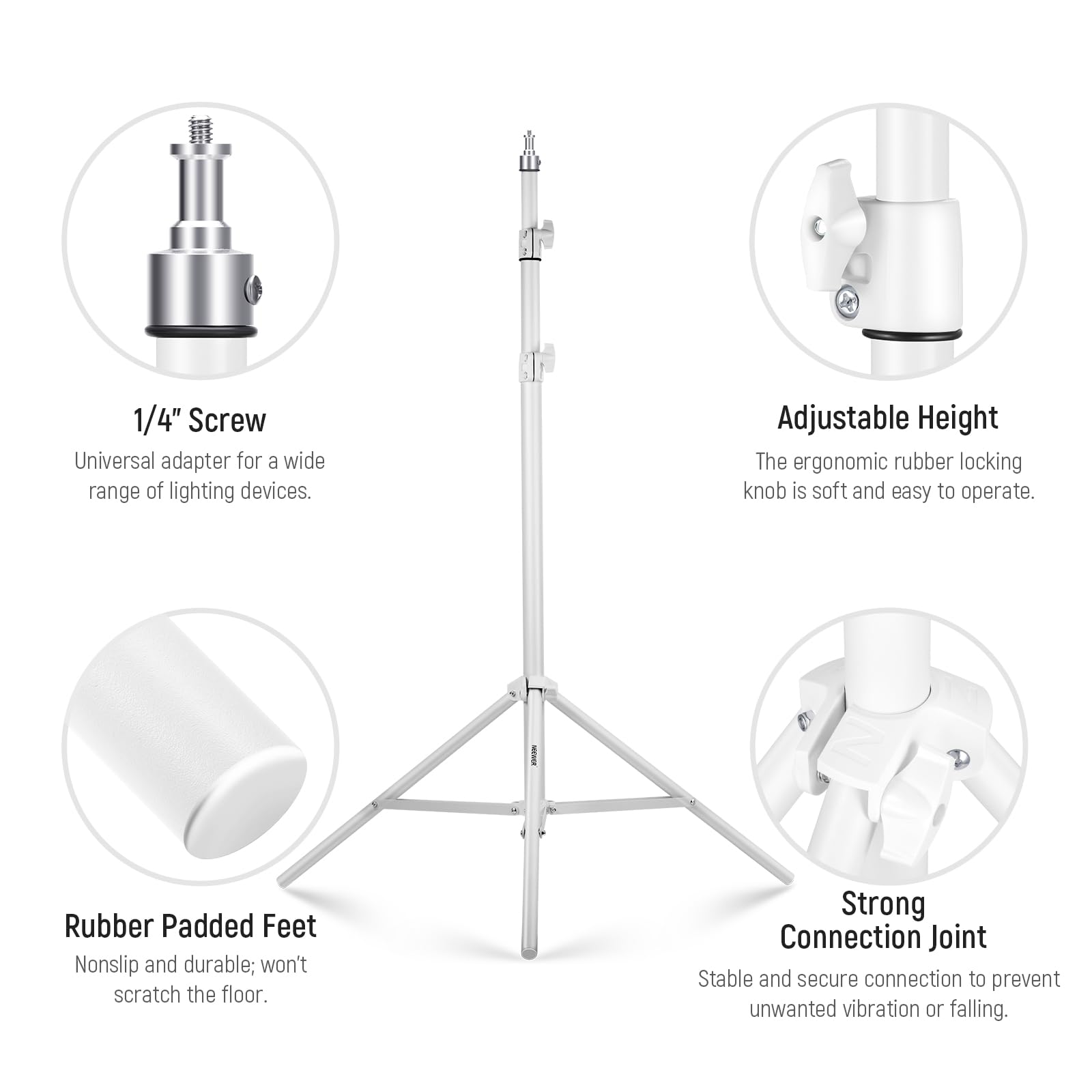 Neewer Light Stand For Photography 87 - 200 Cm, Tripod Stand With Spring With 28 Mm Thicker Tube For Ring Light/Led Light/Strobe