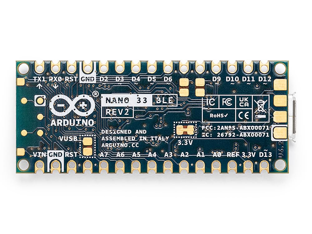 Arduino Nano 33 Ble Rev2 [Abx00071]   Nrf52840   Micropython, Small Form Factor, Bluetooth Low Energy, 3V3