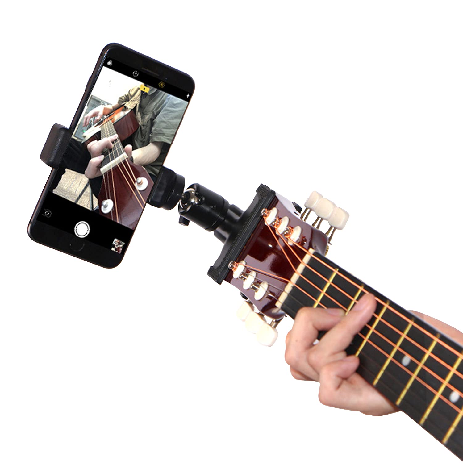 Rockcheems Guitar Head Phone Holder Mount For Live Broadcast Teaching Video Recording Android And Iphone Compatible Guitar/Elect