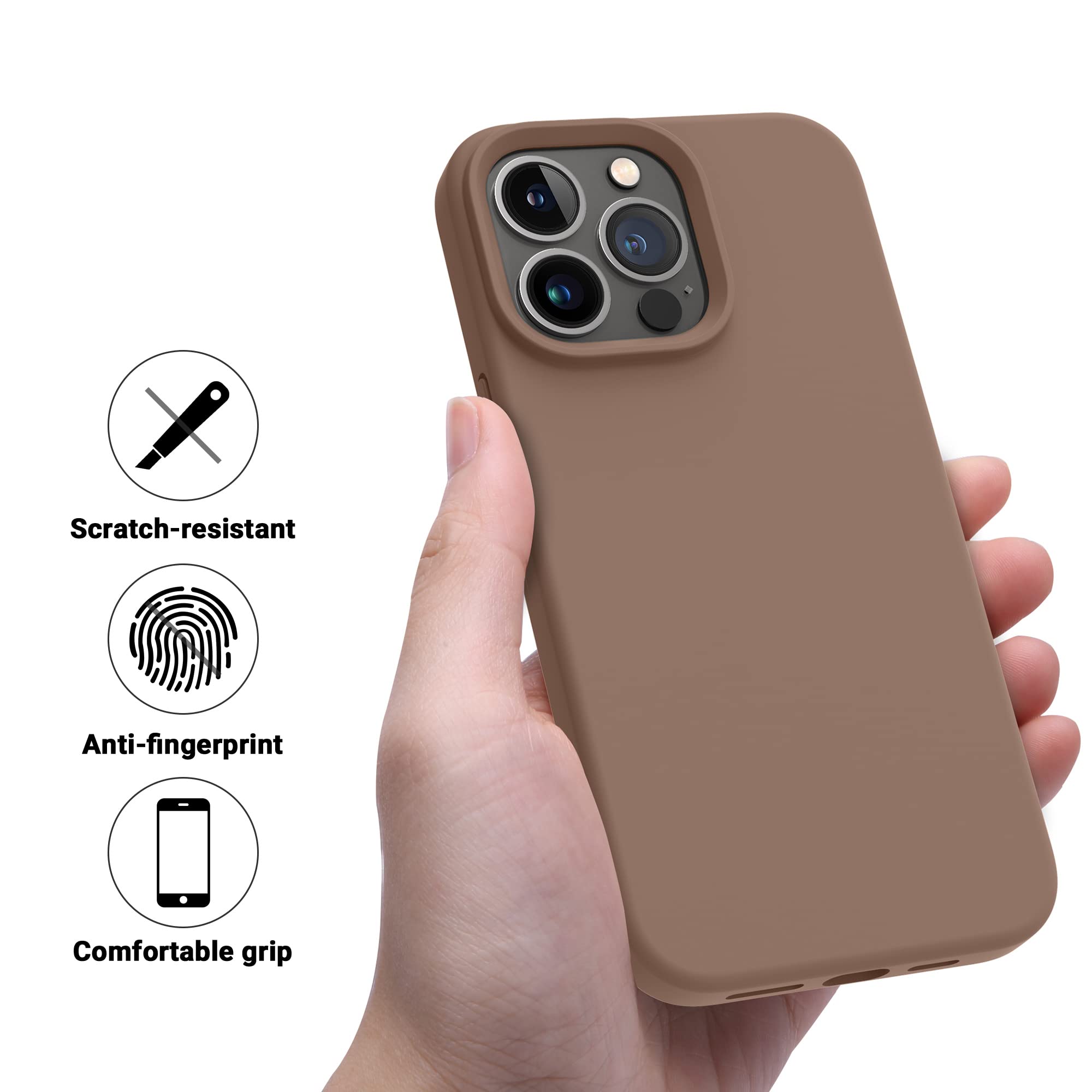 Otofly Designed For Iphone 14 Pro Case, Silicone Shockproof Slim Thin Phone Case For Iphone 14 Pro 6.1 Inch (Light Brown)