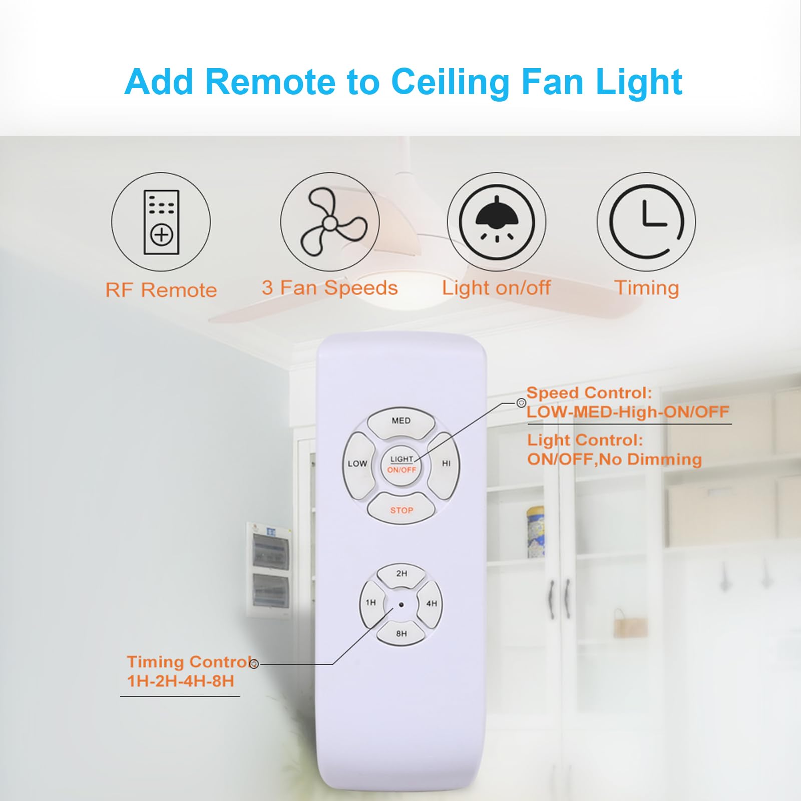 Lphumex 2 Pack Universal Ceiling Fan Remote Control Kits, Small Size Receiver Fan Speed, Light And Timing Remote For Harbor Bree