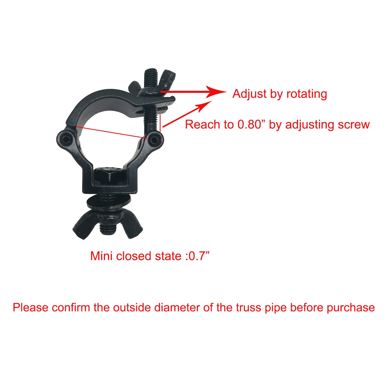 Mini Stage Light Clamp 18 20Mm 0.70    0.80    Od Tubing/Pipe Aluminum Mounting Truss Clamps Max Heavy Duty Load 22Lbs Black 4 P