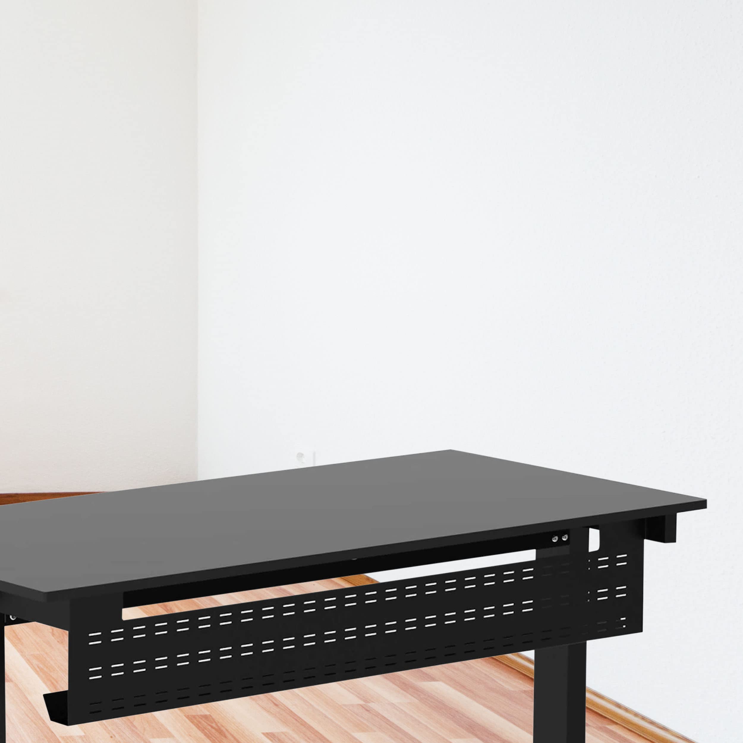 Stand Up Desk Store Under Desk Cable Management Tray Black Horizontal Computer Cord Raceway And Modesty Panel (Black, 51)