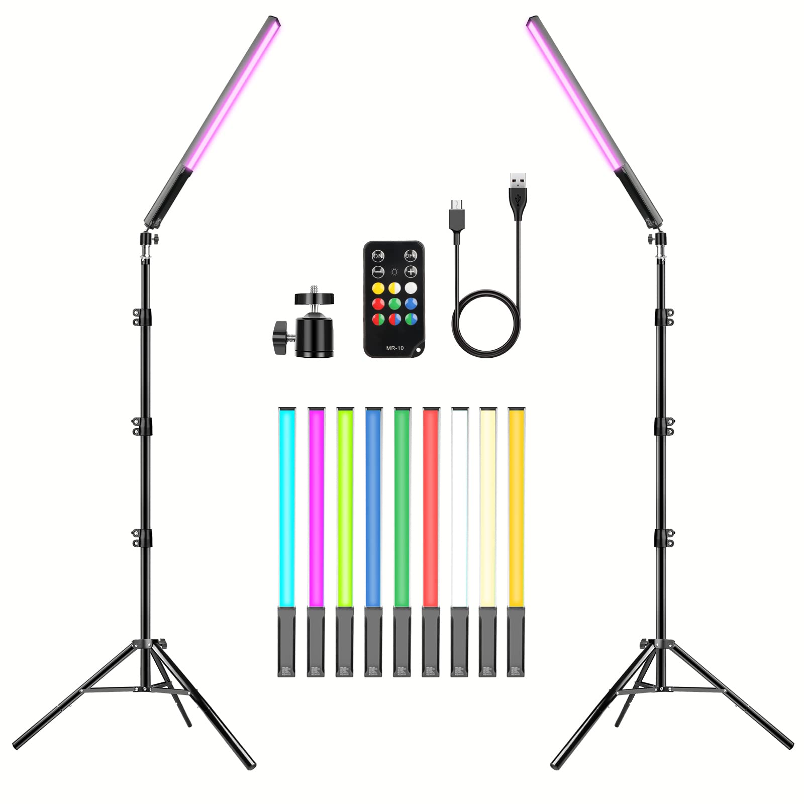 Hagibis Rgb Handheld Photography Light Led Video Light Wand 9 Colors,With Built In Rechargable Battery And Remote Control,1000 L