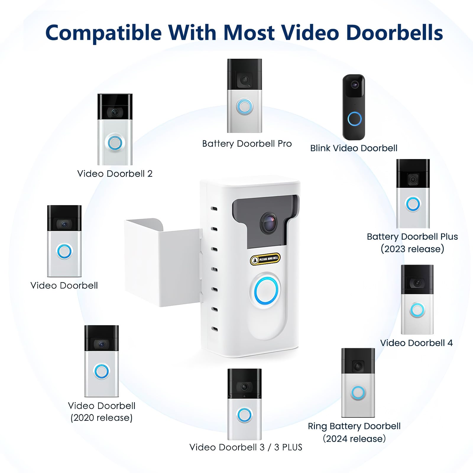 Kimilar 2024 Upgrade Anti Theft Video Doorbell Mount, Not Block Doorbell Motion Sensor, Adjustable No Drill Mounting Bracket Wed