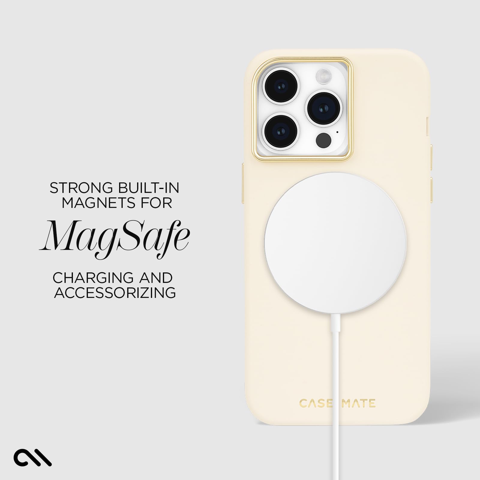 Case Mate Iphone 15 Pro Max Case   Silicone Beige [12Ft Drop Protection] [Compatible With Magsafe] Magnetic Cover With Soft Sili