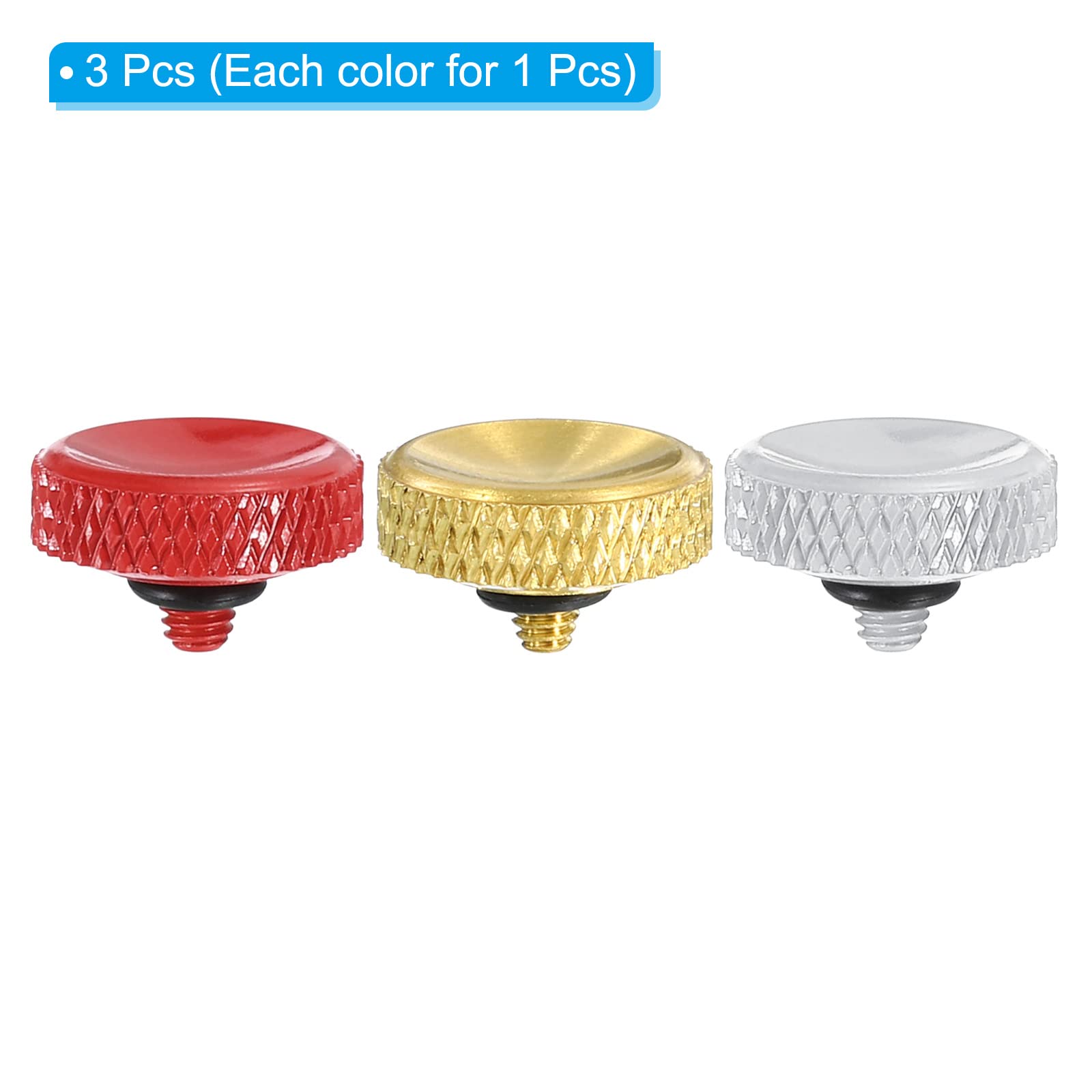 Patikil Camera Shutter Button, 3 Pack Soft Shutter Release Button Pure Copper Camera Button Carved, Red Silver Golden For Nikon