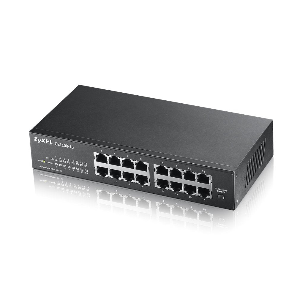 Gs1100-16 - 16-Port 10/100/1000 Gigabit Switch Desktop W/Rackmounts - 16 X Gbe R
