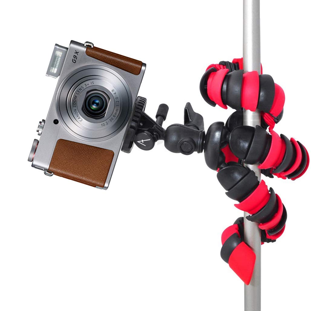 Acuvar 12 Inch Flexible Camera Tripod With Wrapable Disc Legs & Quick Release Plate + Universal Smartphone Mount For All Smartph