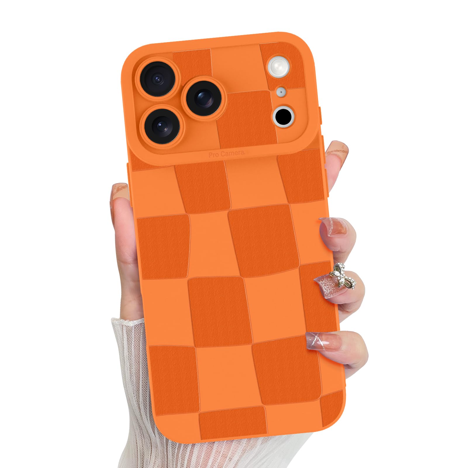 KANGHAR Compatible with iPhone 17 Pro Max Case, Silicone Checkered Cute Pattern, Camera Protection Soft Slim Phone Cover for Gir