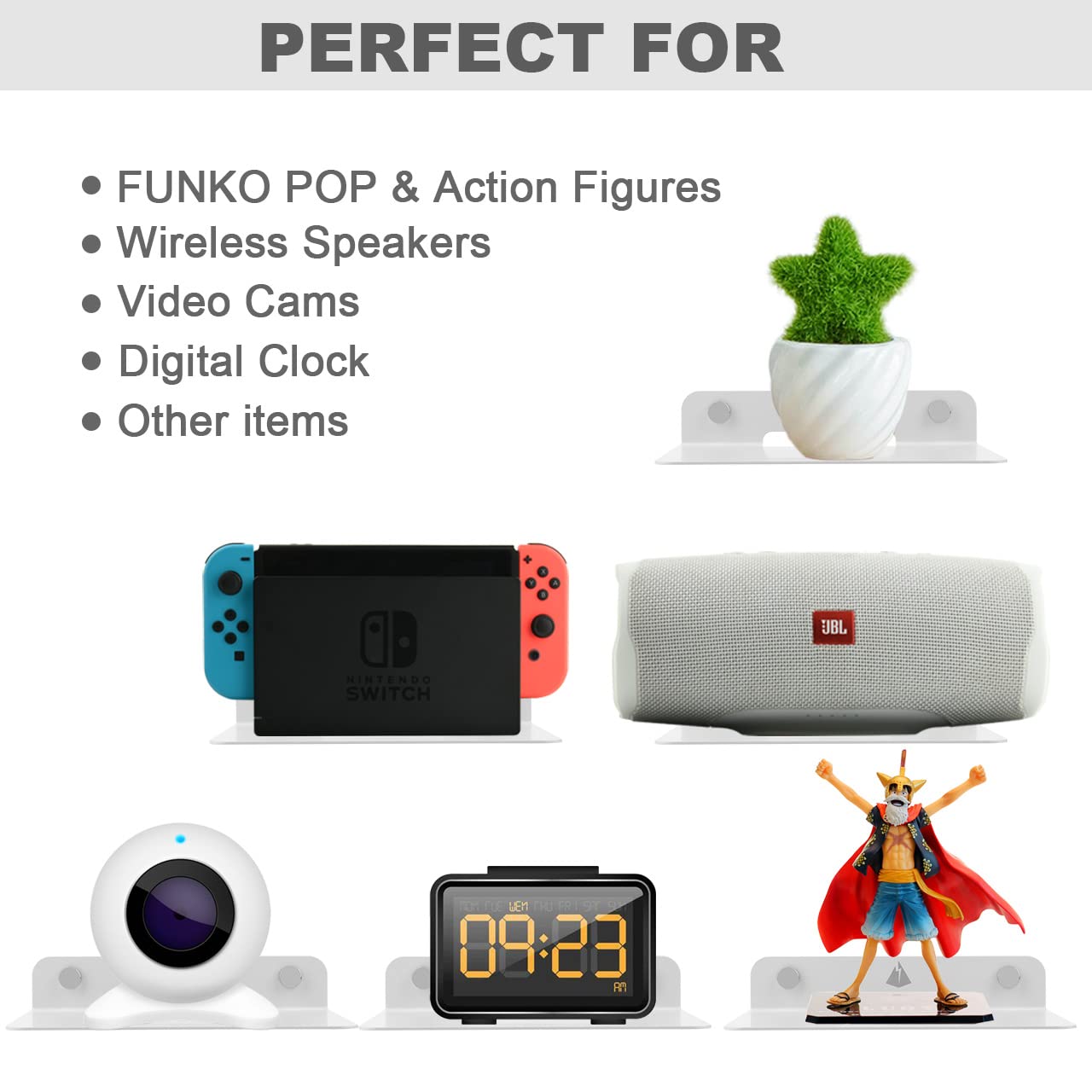 Txesign Metal Small Shelf Speaker Shelf, 6 Inch Small Wall Shelf Speaker Mount Floating Shelf For Speaker Webcam Security Camera