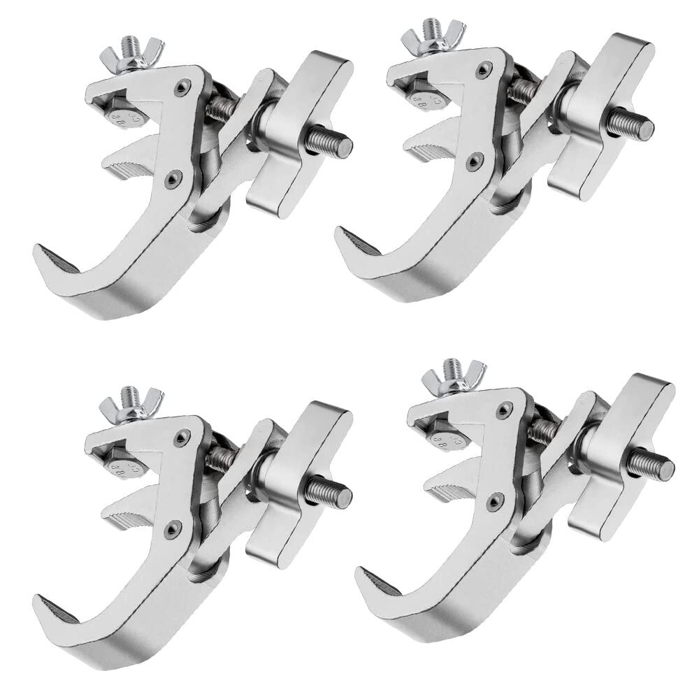 4Pack Stage Light Clamps Hook,440 Lb Load Capacity Aluminum Alloy Truss C Clamp,Fit 1.6 2.0Inch Od Tube For Dj Lighting Projecto
