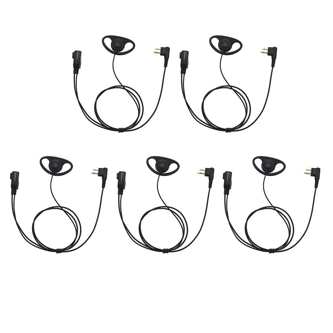Goodqbuy D Shape Clip Ear Headset Earpiece Ptt With Mic Is Compatible With Motorola Two Way Radio Cls1410 Rmm2050 Gp300 Cp200 Pr400 Cls1110 (5 Pcs)