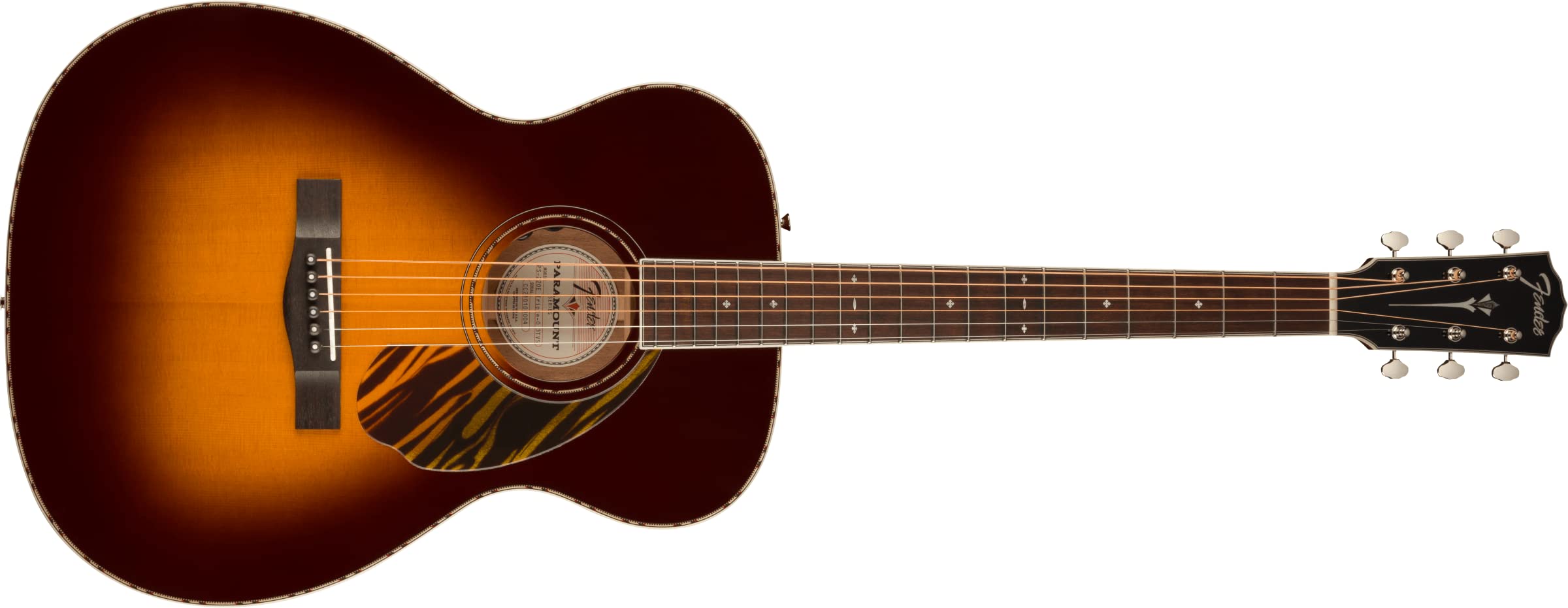 Fender Paramount PO-220E Orchestra Acoustic Guitar, with 2-Year Warranty, 3-Color Vintage Sunburst, with Case