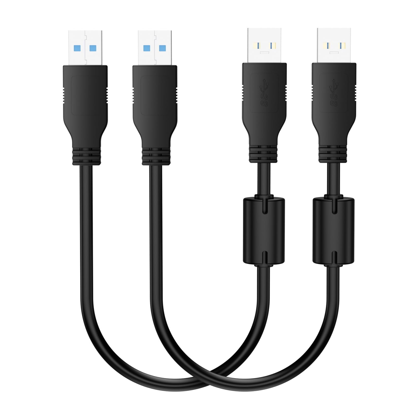 BolAAzuL 2 Pack USB 3.0 Extension Cable Type A Male to Male Cord 30cm/1ft, Bi-Directional Short USB 3.0 Male Extension Cords USB