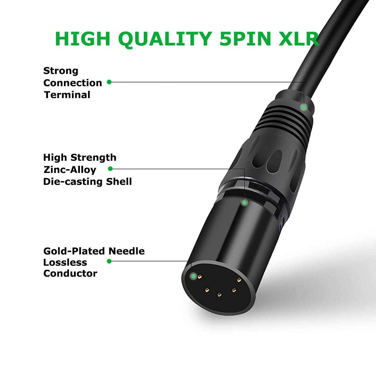 Hosongin 5 Pin Xlr Dmx Cable Adapter 25 Feet, Dmx512 5Pin Xlr Male To Female 5 Pin Dmx Cable