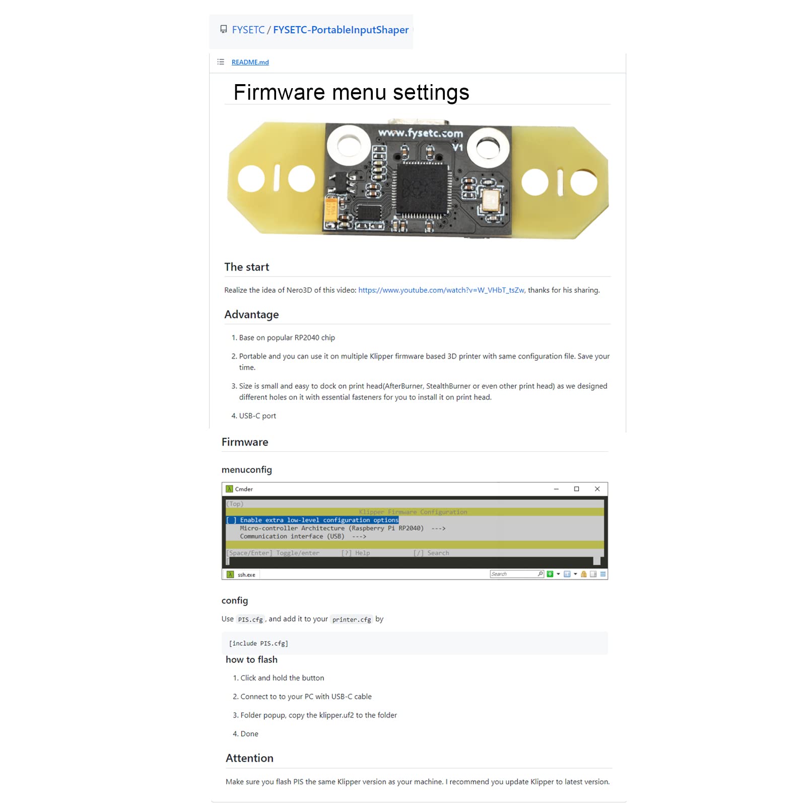 Fysetc 3D Printer Voron2.4 Portable Input Shaper   Ender 3 S1 Pro Spritte Extruder Accelerometer: Upgraded Hotend Part With Rp20