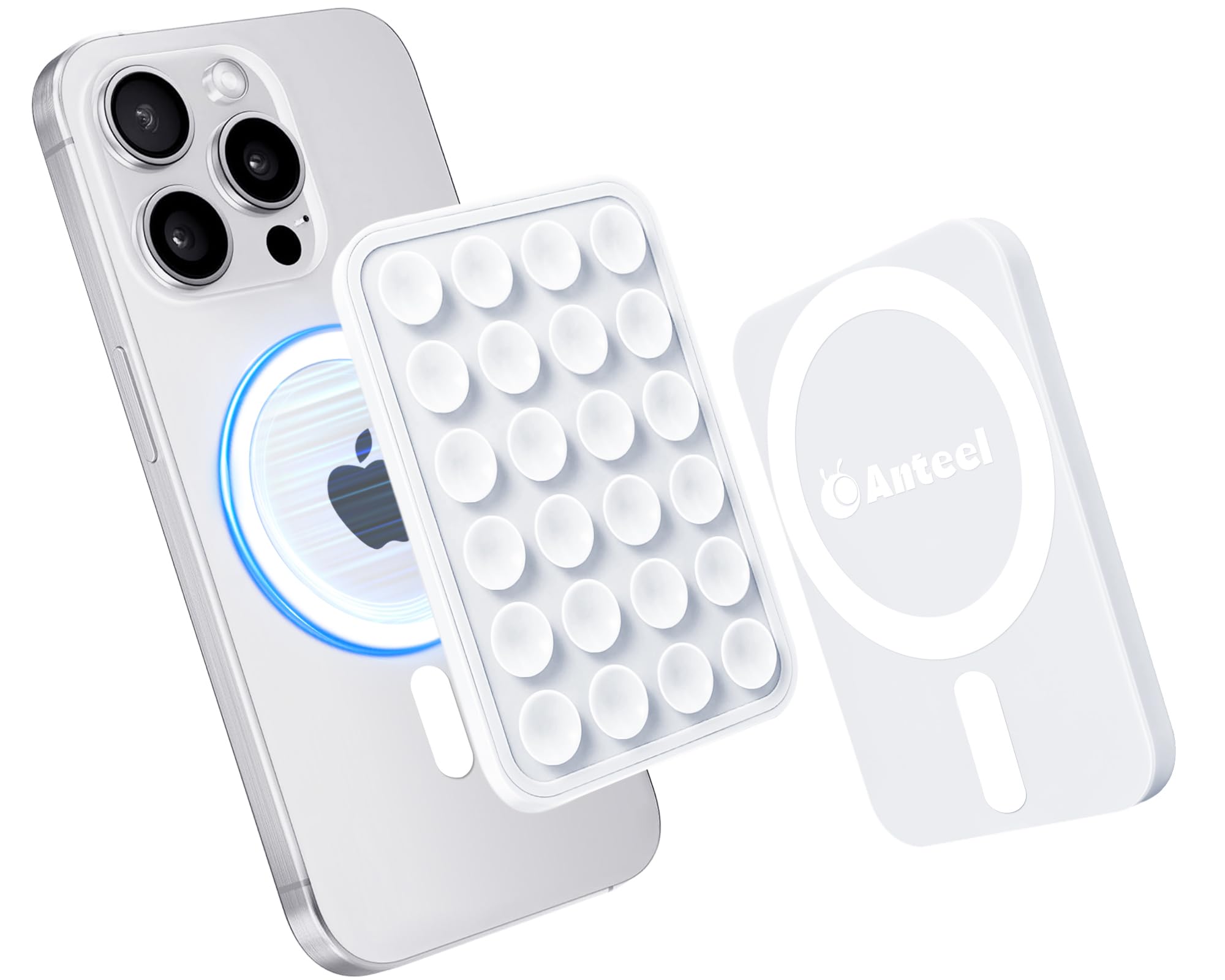 Anteel Silicone Grip Secure Mirror Shower Phone Holder For Iphone 16/15/14/13/12, Magnetic Suction Phone Mount For Magsafe Case,