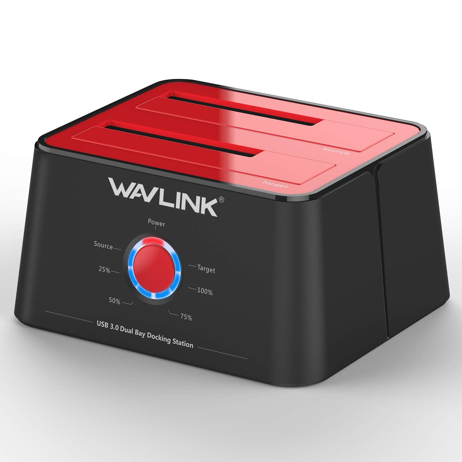 Wavlink Usb 3.0 To Sata I/Ii/Iii Dual Bay External Hard Drive Enclosure Docking Station, Caddy Reader For 2.5/3.5 Inch Sata Hdd Ssd, 2X16Tb And Uasp Offline Cloner, Disk Duplicator Function  Red