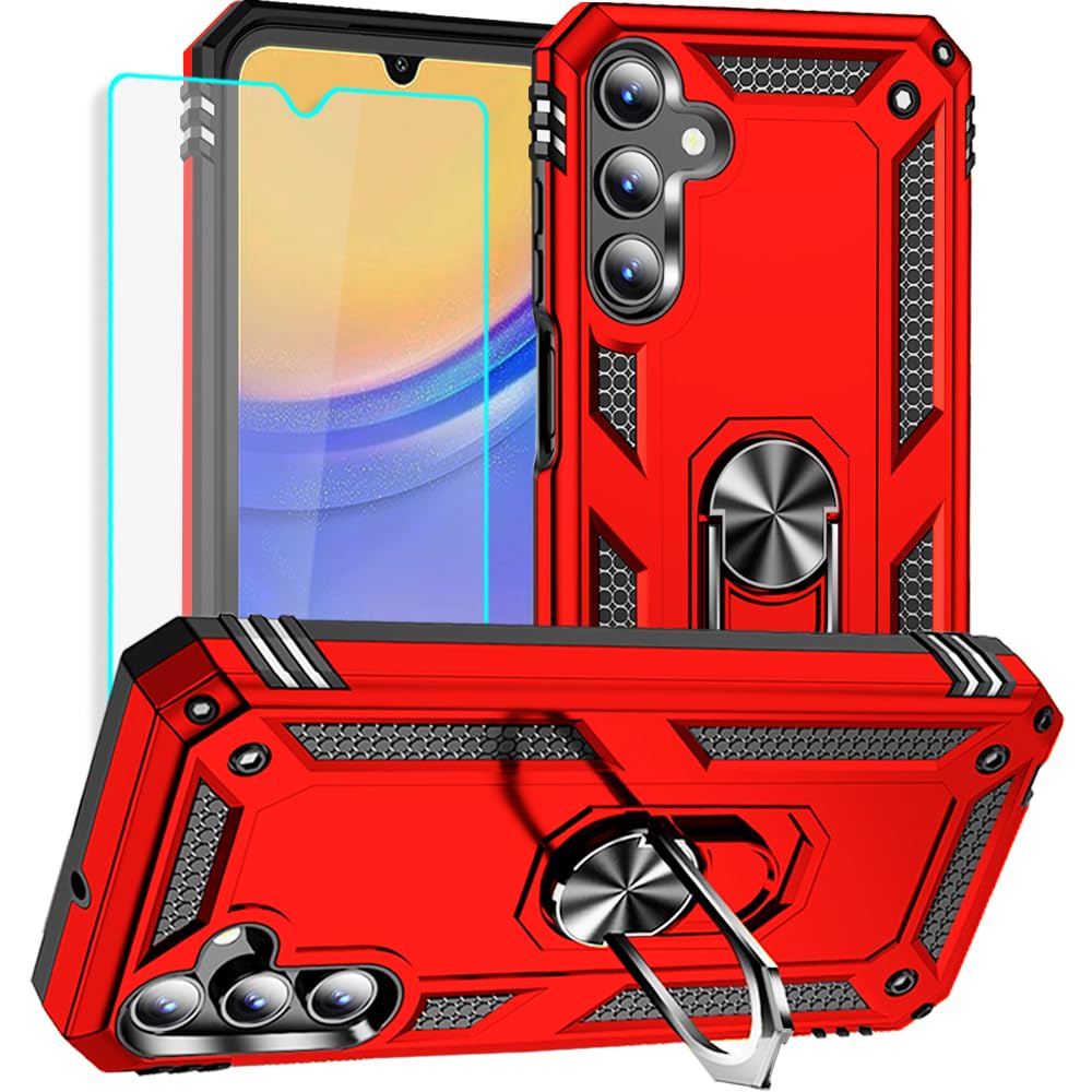 Yiakeng for Samsung Galaxy A15 5G Case: Samsung A15 5G Case with HD Screen Protector - Military Grade Protective Cases with Ring