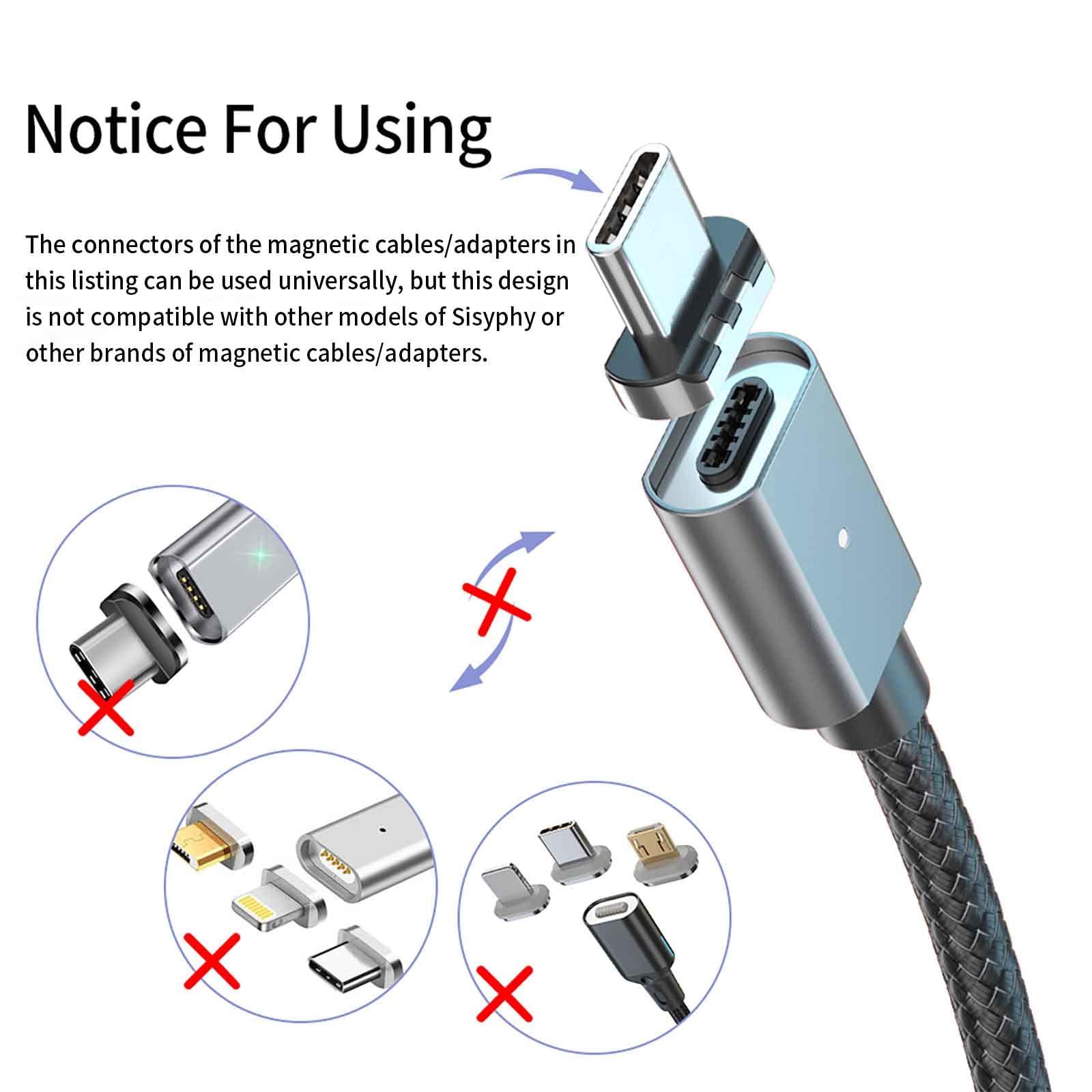 Sisyphy Usb C Magnetic Adapter Plug Part (Device End), Usb2.0 5Pins Type C Connector, Support Usb Pd 120W Quick Charge, Can'T Use Alone