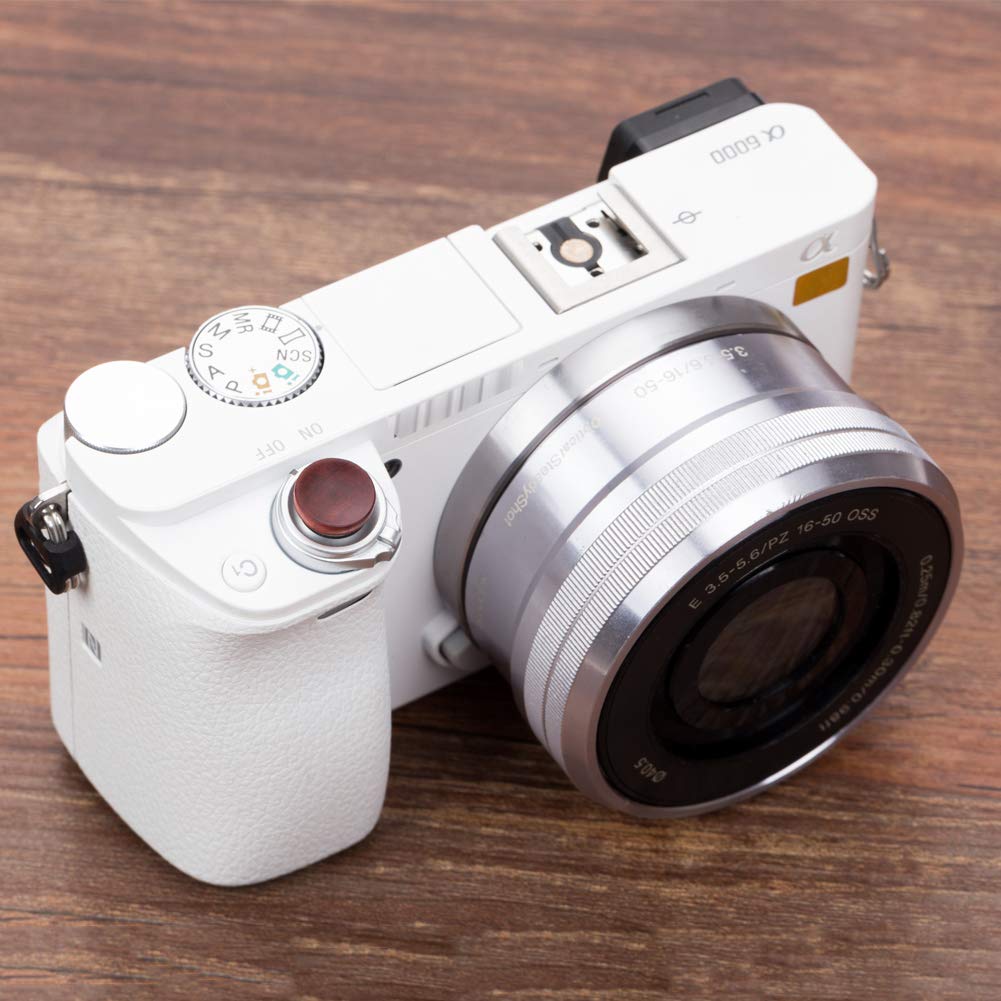 Vko Wood Soft Shutter Release Button Sticker Compatible With A7Riii A7Ii A7Iii A7Rii Rx100 V Iv Iii Ii A6000 A6300 A6400 X T100 X T1 10.5Mm Concave Surface Red(Wood Grain Random)