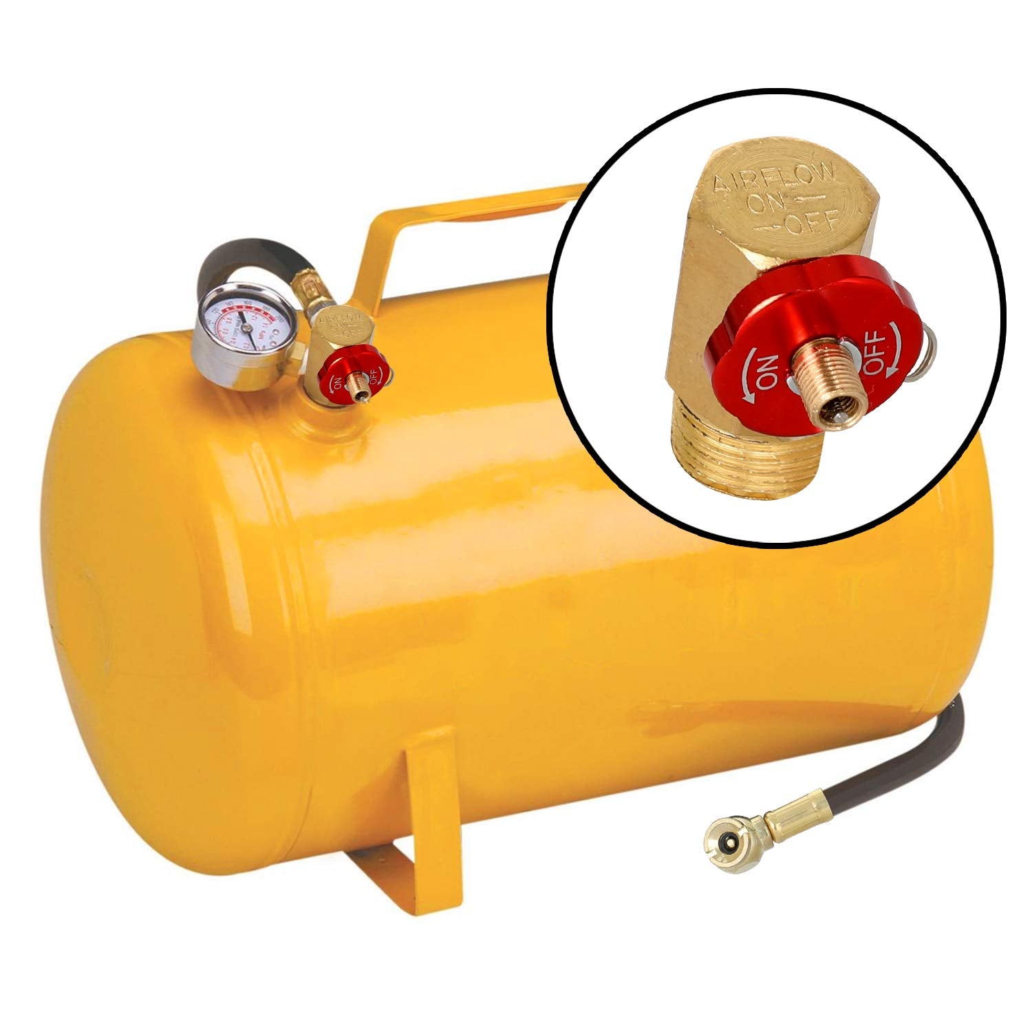 Hromee Air Tank Manifold Tool With Fill Port, Aluminum Shut Off Safety Valve And Relief Bypass 1/2'' Npt Tank X 1/4'' Npt Hose X