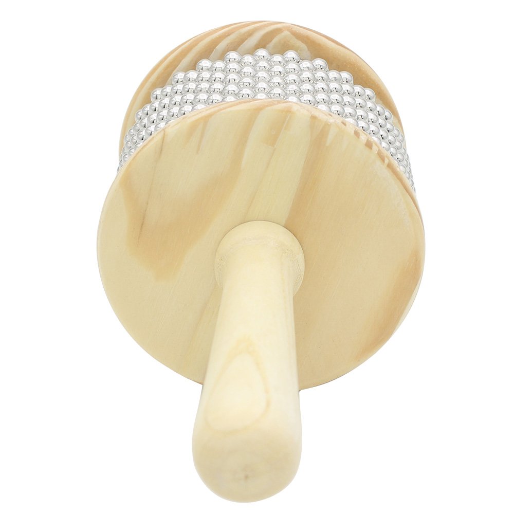 Mowind Wooden Cabasa Hand Shaker Percussion Instrument With Metal Beads For Classroom Band 3.4'' Size