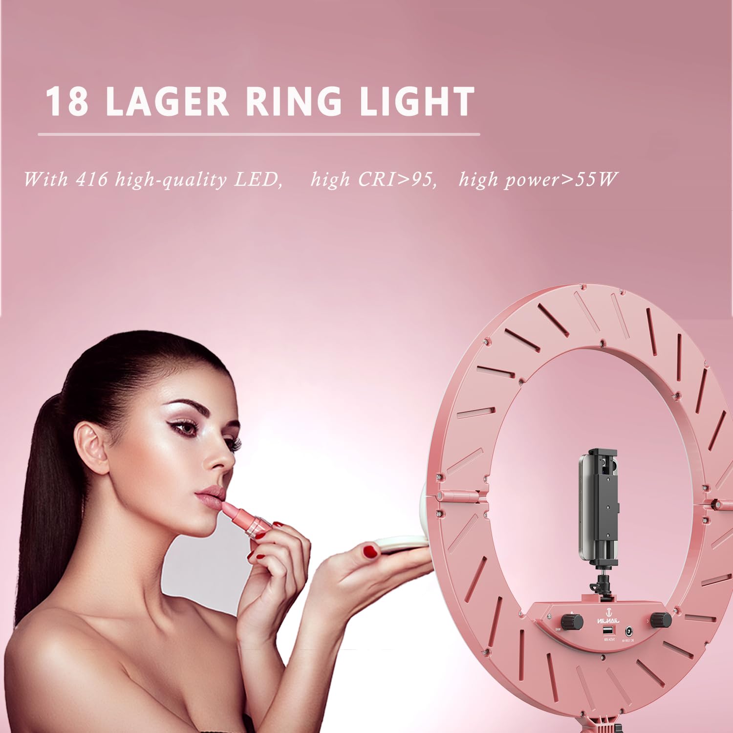 Jj Jianjin Ring Light 18 Inch Kit, 55W6700K Dimmable Led Light, Tripod Stand, Remote Controller,Box For Camera,Smartphone,Youtub