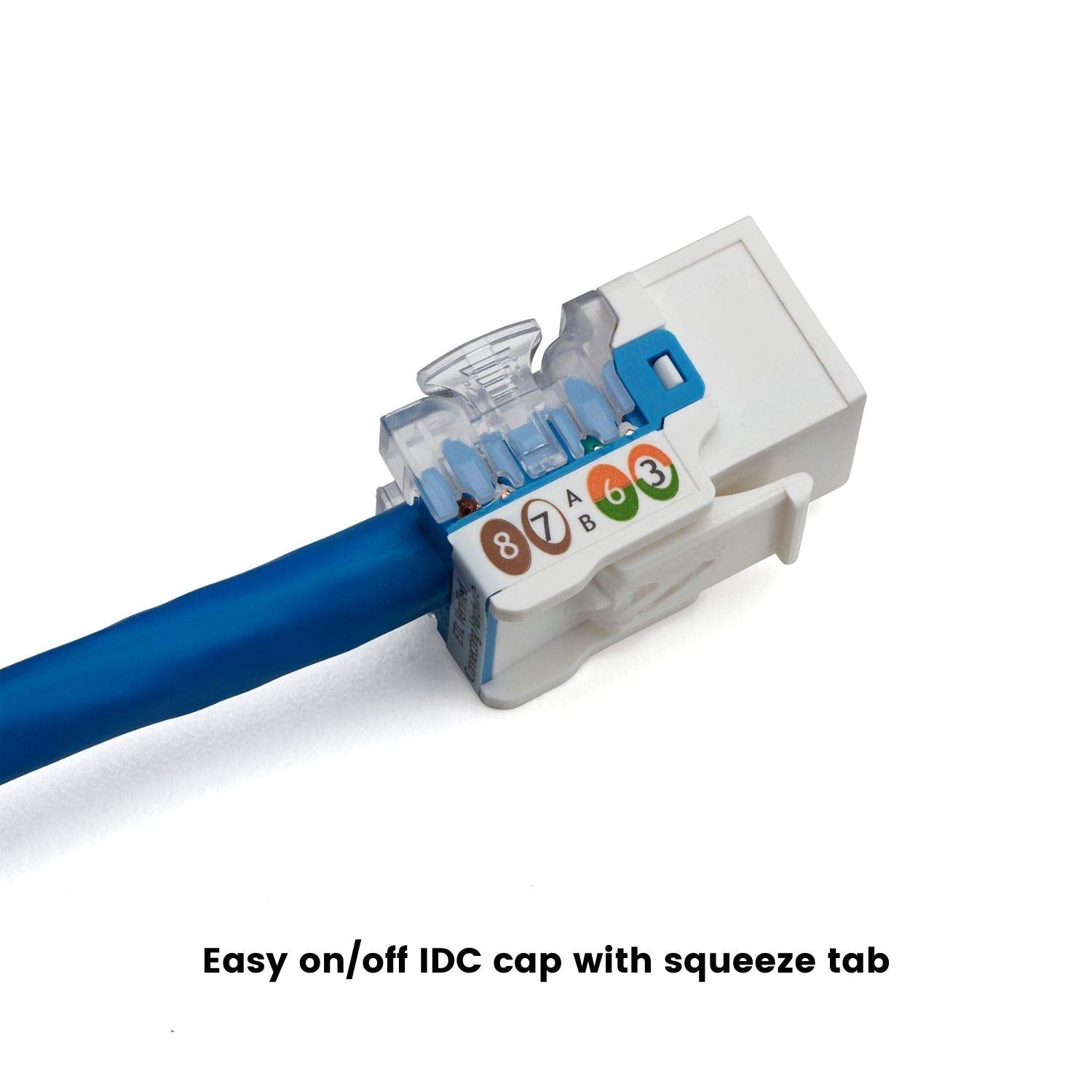 Truecable Cat6A Keystone Jack, Unshielded (Utp), 90 Degree Punch Down, Poe++ (4Ppoe), Ul Listed, Etl Verified, Ansi/Tia Certified, Modular Rj45 Female, White, 12 Pack