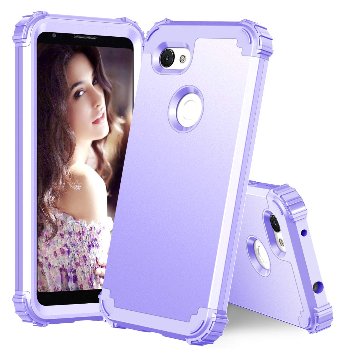 Phone Case For Google Pixel 3A Xl Hard Cover Shockproof Soft Silicone Bumper Hybrid Three Layer Heavy Duty Protective Cell Acces