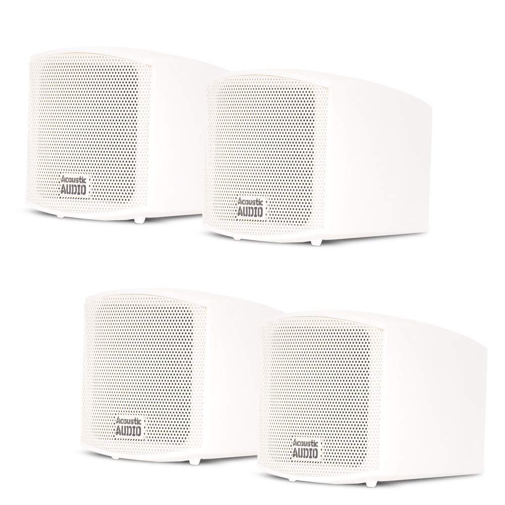 Acoustic Audio Aa321W Mountable Indoor Speakers 800 Watts White Bookshelf 2 Pair Pack Aa321W 2Pr