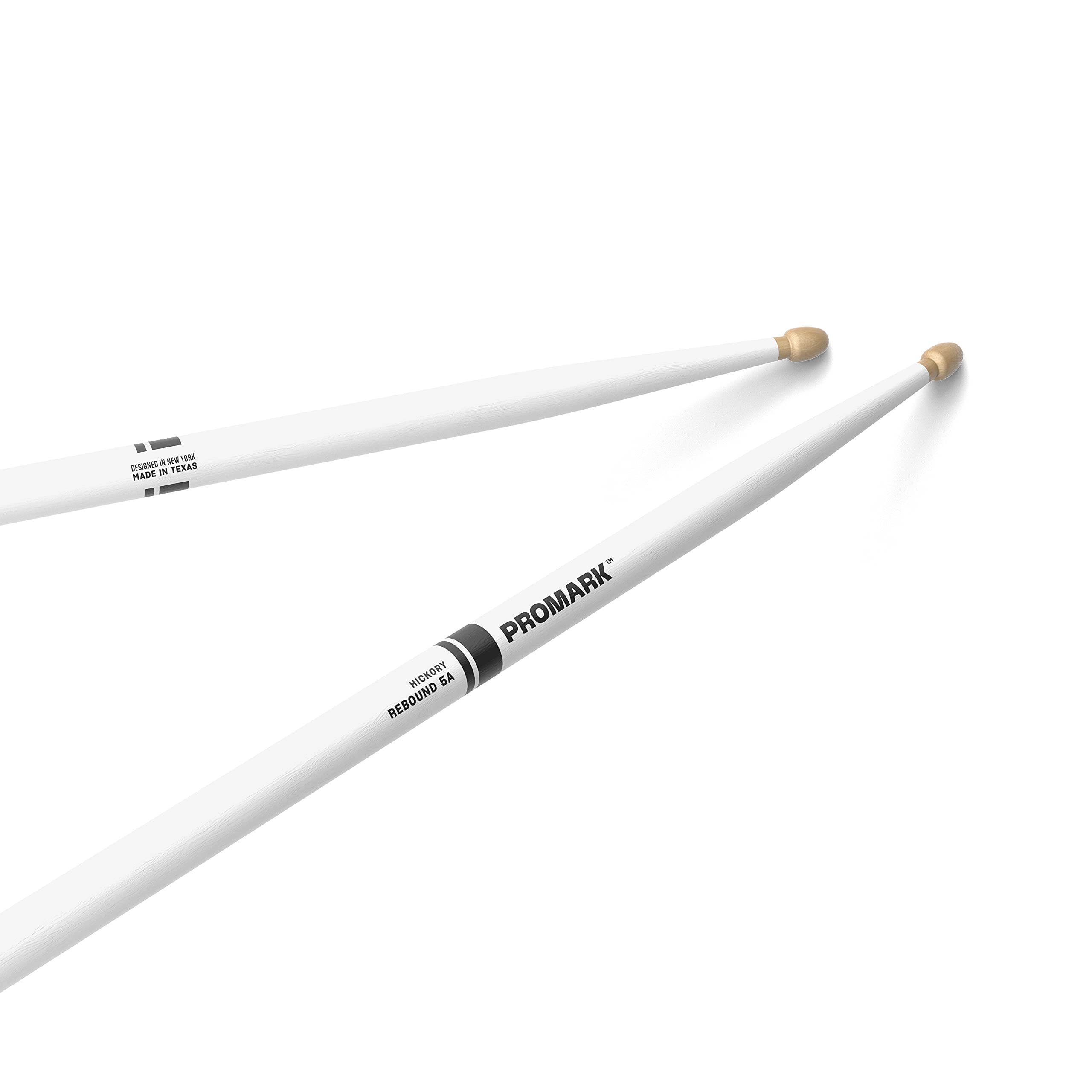 ProMark Rebound 5A Painted White Hickory Drumsticks, Acorn Wood Tip, One Pair