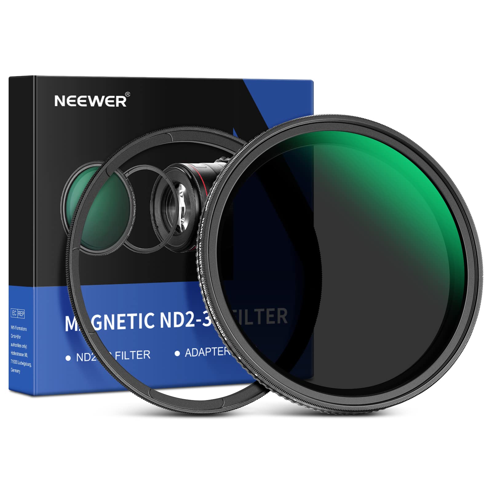 Neewer 62Mm Magnetic Variable Nd Filter Nd2-Nd32(1-5 Stops) With Magnetic Adapter Ring