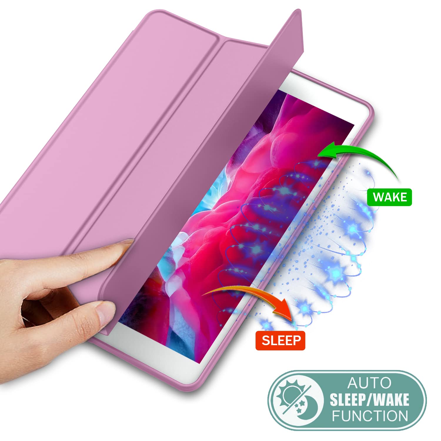 Imieet Ipad 9.7 Case (2018/2017 Model, 6Th/5Th Generation), Smart Cover With Pencil Holder And Soft Baby Skin Silicone Back And Full Body Protection, Auto Wake/Sleep Cover (Pastel Violet)