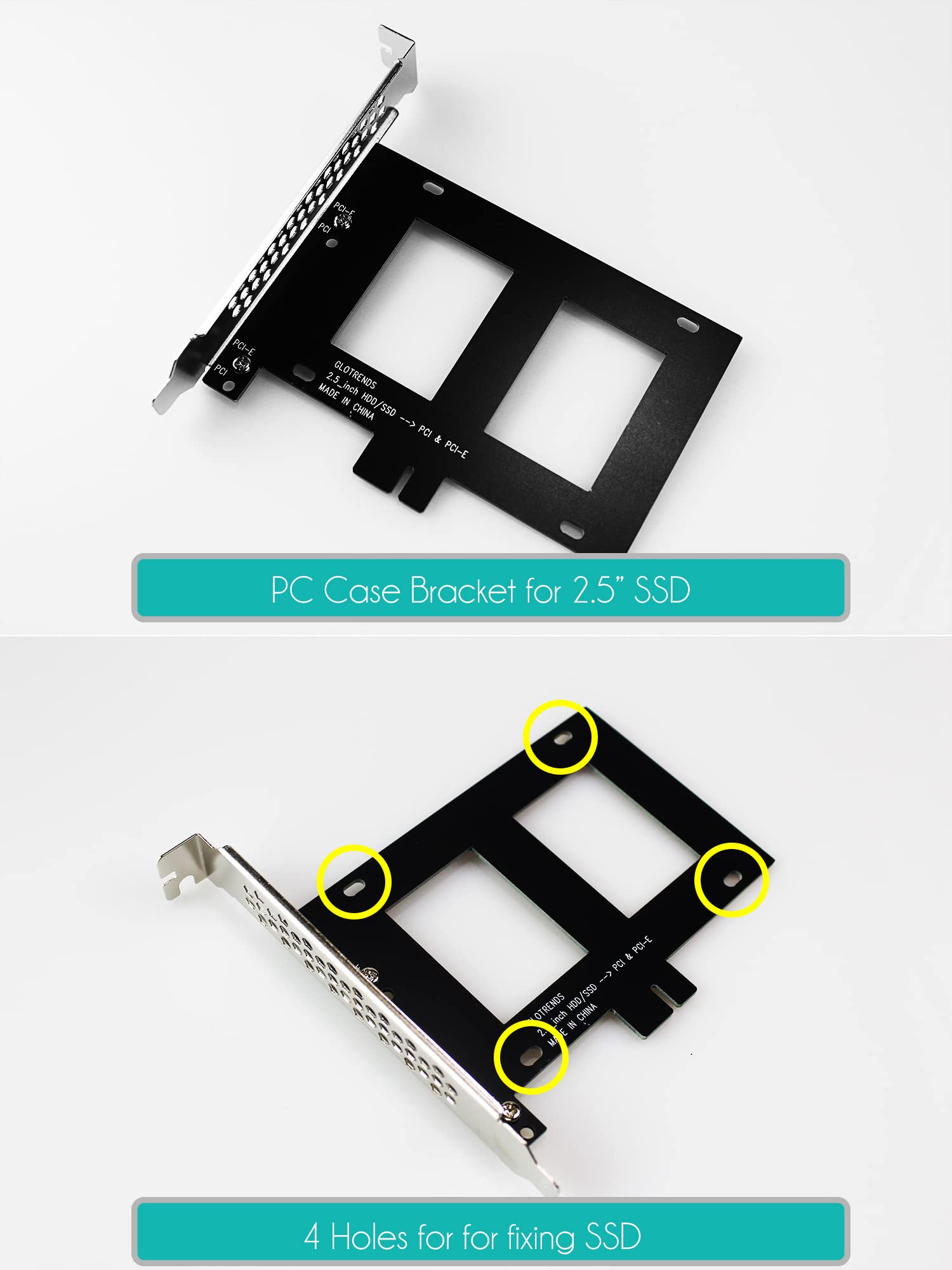 Glotrends 2.5 Inch Ssd Mounting Bracket With Sata Iii Cable And Ssd Screws, Pcie Or Pci Slot Installation
