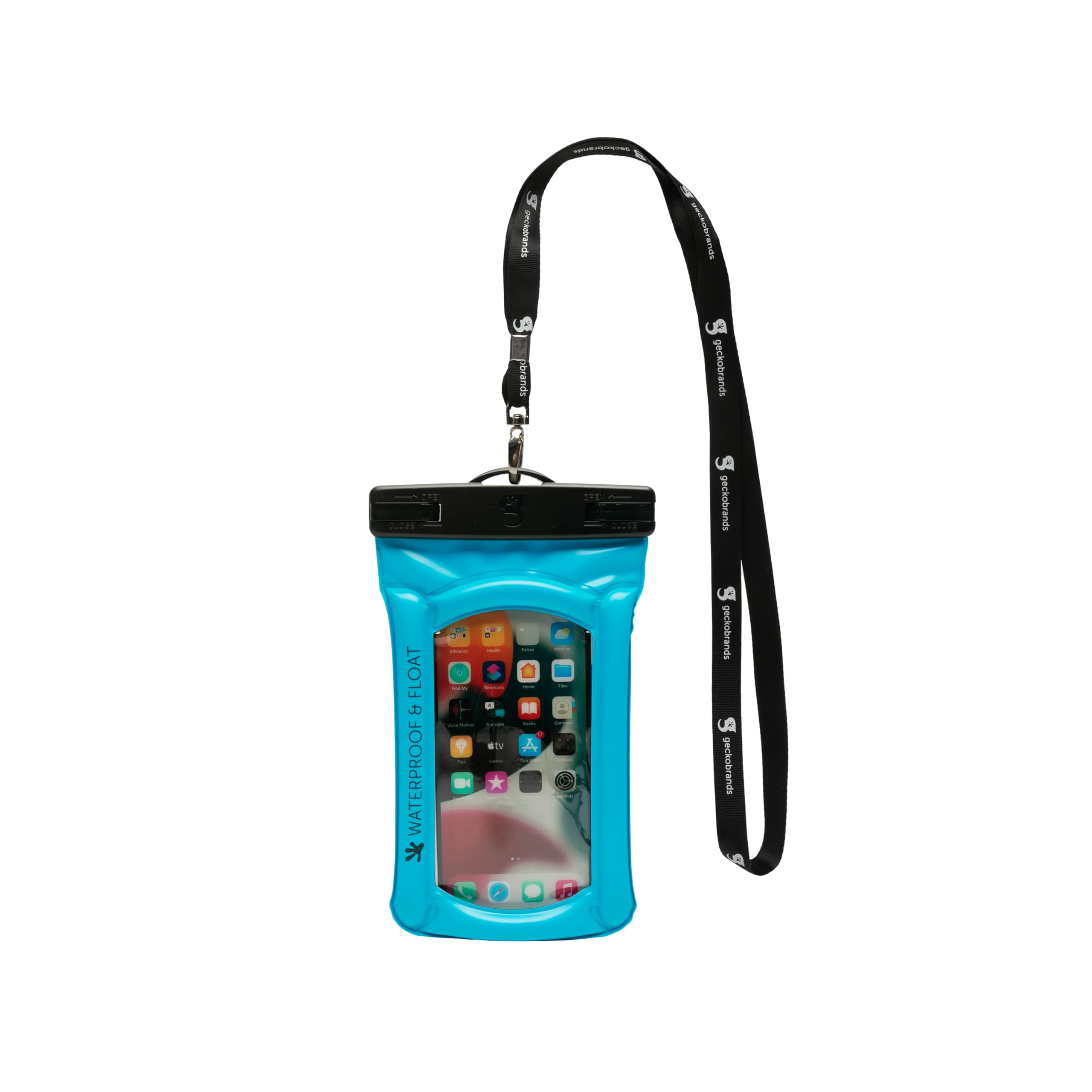 Geckobrands Float Phone Dry Bag, Neon Blue   Floating Watertight Dry Bag Phone Pouch, Fits Most Iphone, Samsung Galaxy Models