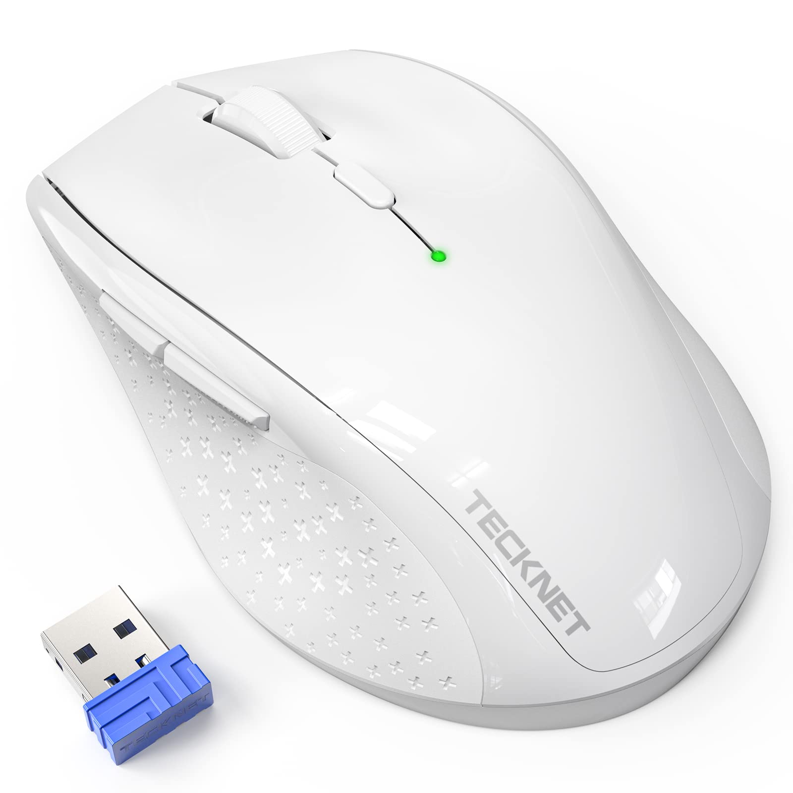 TECKNET Wireless Mouse, 2.4G Computer Mouse with 6-Level Adjustable 4800 DPI, 30 Months Battery, Ergonomic Grips, 6 Buttons Port