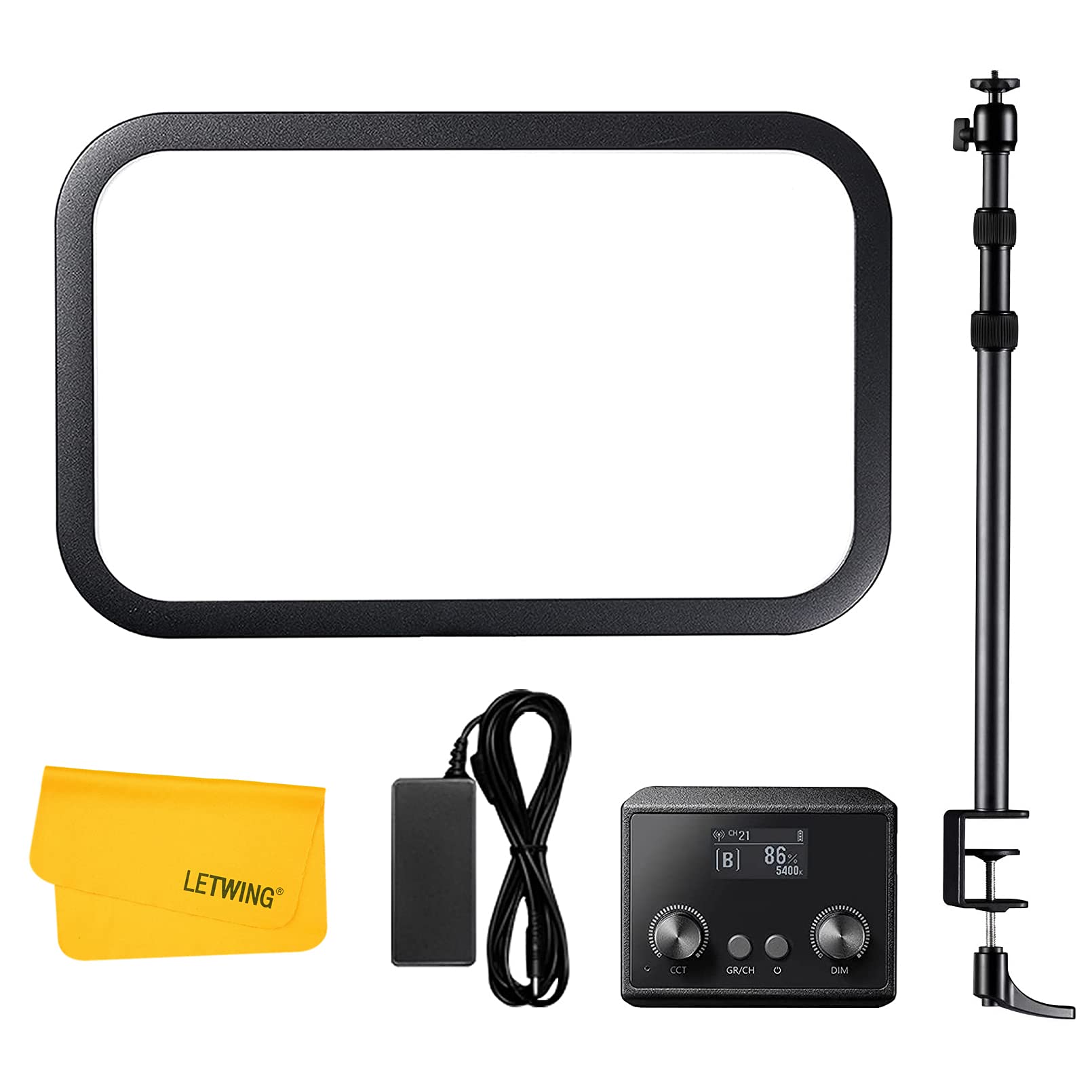 Godox Es45 Key Light,Led Video Light With Extendable Desk Stand,2.4G Wireless Control,0 100% Brightness & 2800 6500K Color Tempe