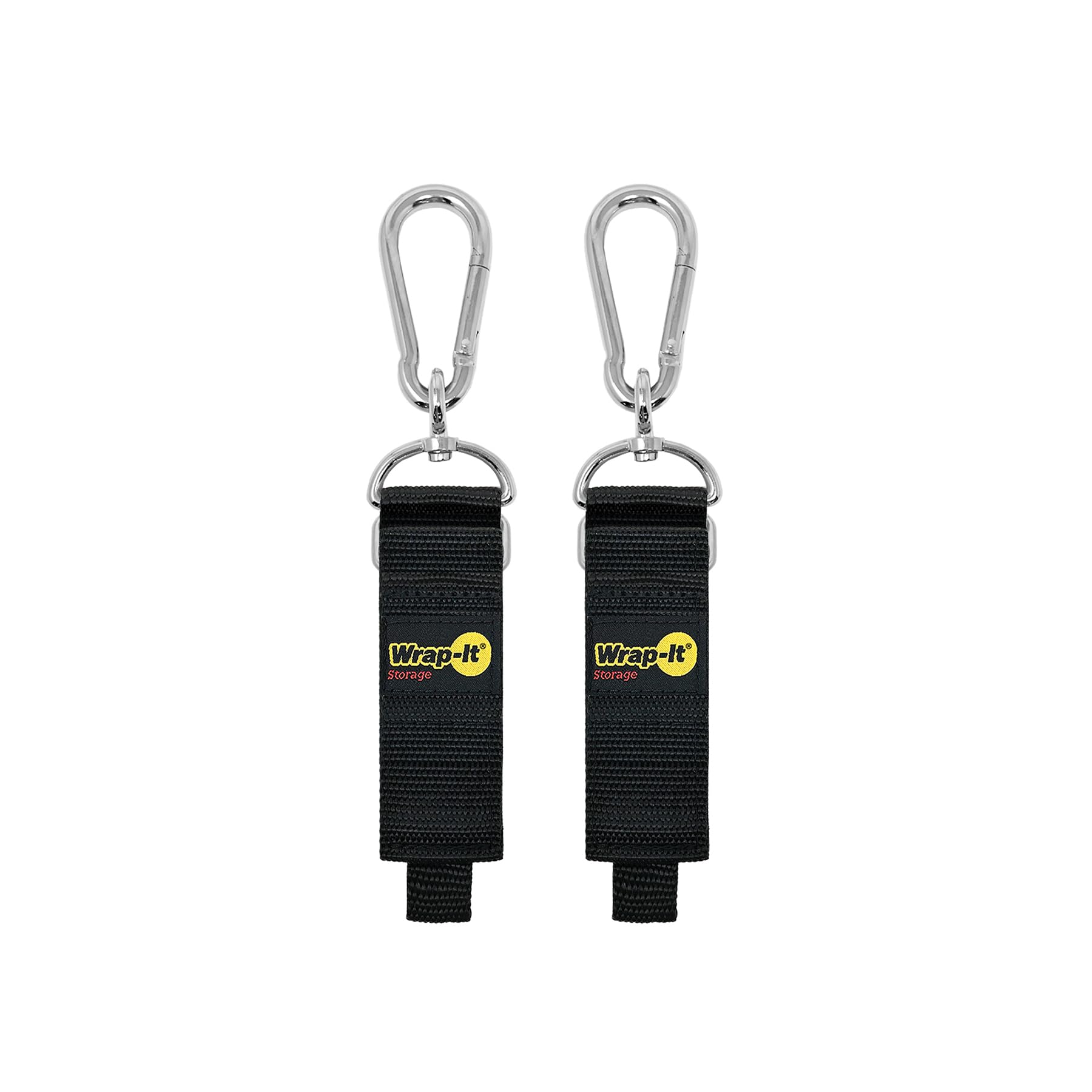 Hook 'N Hang Wrap It Storage Straps   12'' (2 Pack) Black   Carabiner Straps To Use As Extension Cord Holder Heavy Duty Straps W