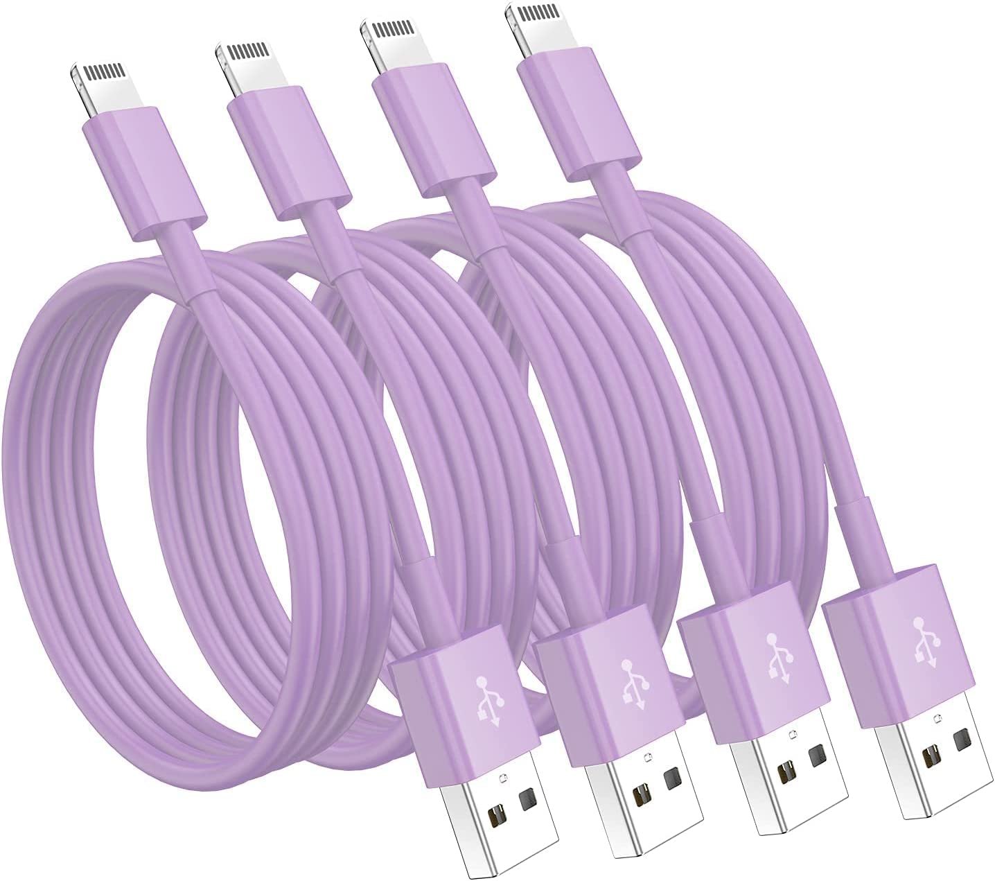 4 Pack [Apple Mfi Certified] Apple Charging Cables 10Ft, Iphone Chargers Lightning Cable 10 Foot, Fast Iphone Charging Cord For Iphone 14/14Pro/13/13Pro/12/11/11Pro/11Max/ X/Xs/Xr/Xs Max/8,(Purple)