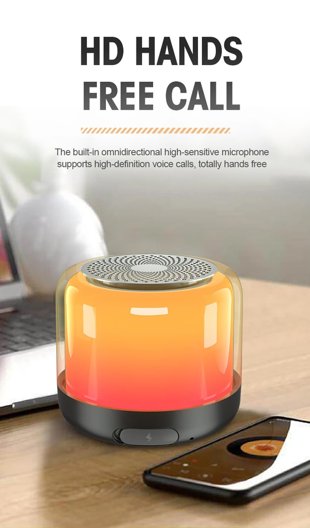 Roopersnake Portable Bluetooth Speakers With Colorful Lights, Loud Sound, Small Bluetooth Speaker With Wireless Stereo Pairing,