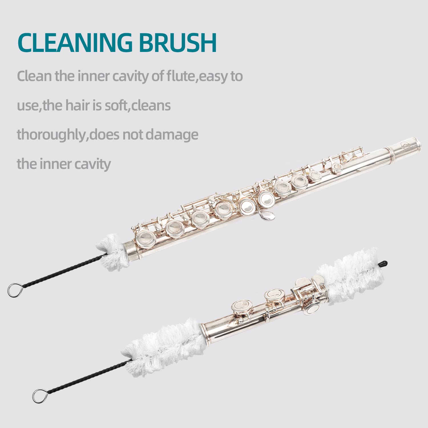 Flute Cleaning Kit Include 1Pc Cotton Cleaning Brush, Flute Swab, Double End Dust Brush,Flute Cleaning Rod, Screwdriver For Flut